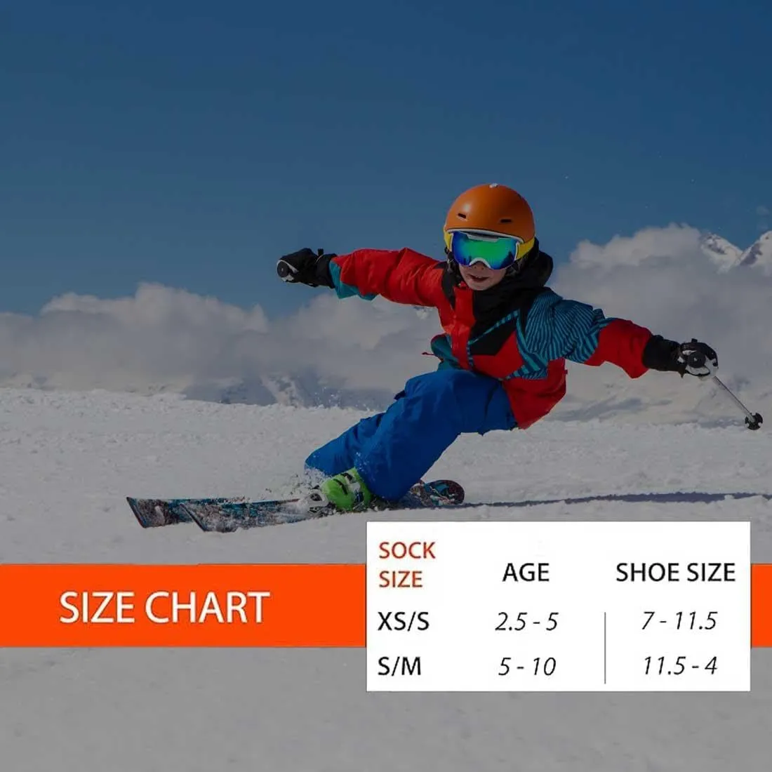 Kids Ski Socks – Warm Merino Wool Skiing Snowboard Sock for Boys and Girls