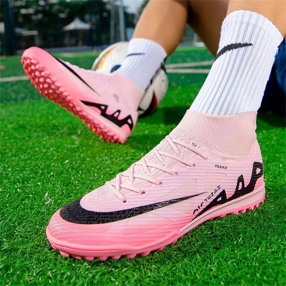 Kids Soccer Shoes Indoor Futsal Turf Big Boys Soccer Cleats Youths TF High-Top Football Boots for Athletic Training