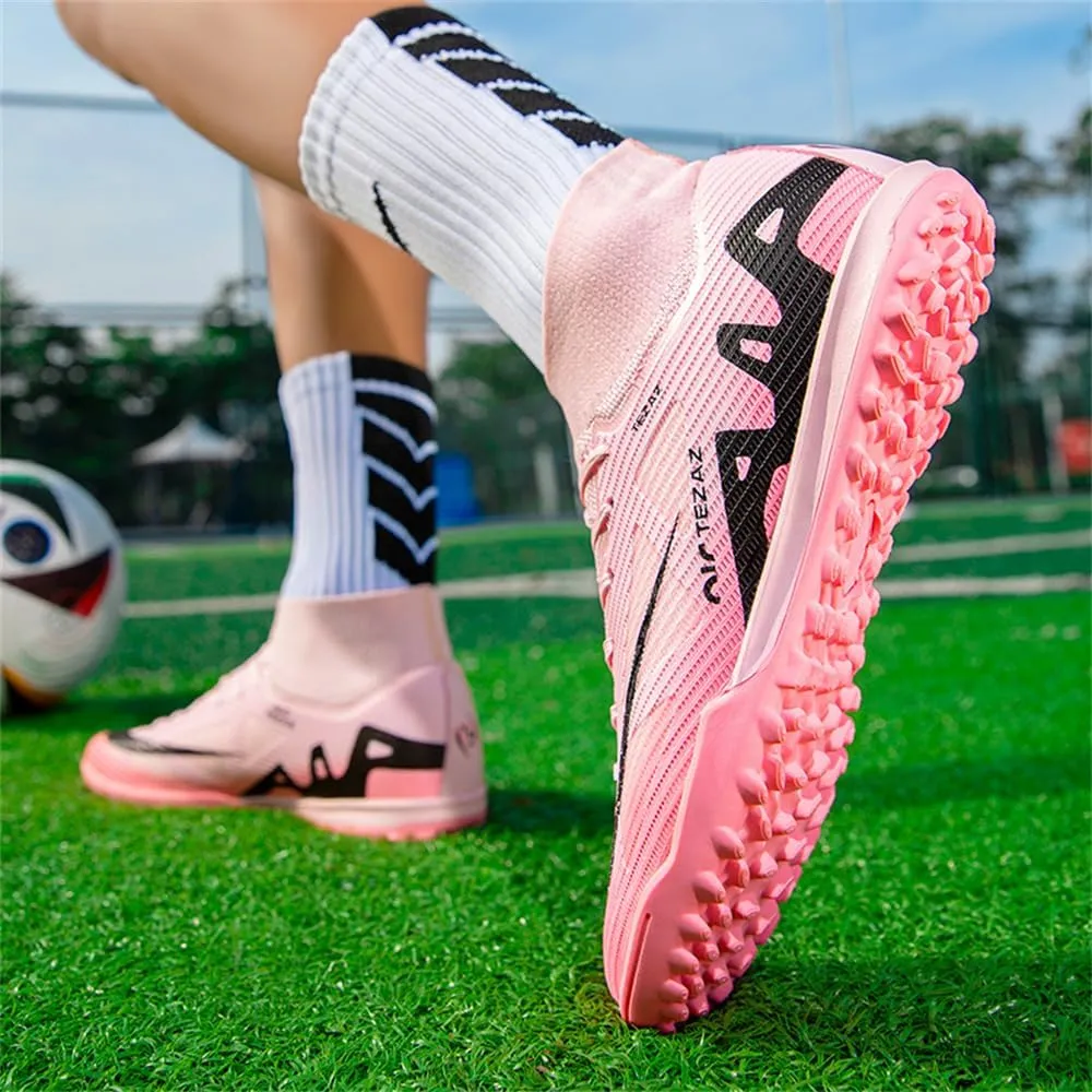 Kids Soccer Shoes Indoor Futsal Turf Big Boys Soccer Cleats Youths TF High-Top Football Boots for Athletic Training