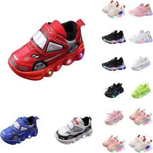 Kids Toddler Sneakers Light Up Flashing Shoes Girls Boys Easy Fasten High Top Walking Canvas Sneaker (A3-Black, 1 Big Kids)