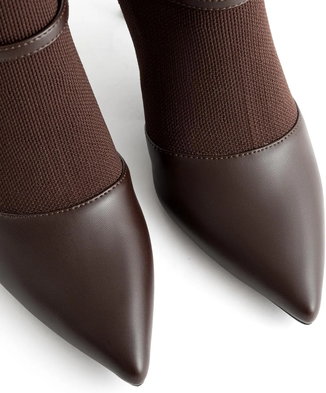 Kitten Heel Knee High Boots for Women Stretchy Knit Sock Booties Knee High Pointed Toe Low Heel Slip On Breathable Buckle Strap Winter Tall Boots