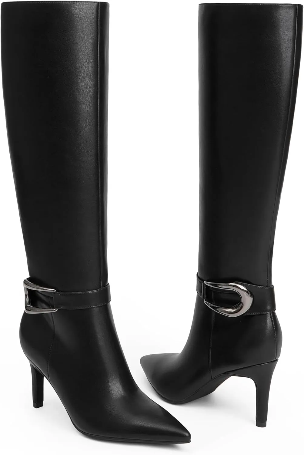 Knee High Boots Women Pointed Toe Tall Boots 3 In Stiletto High Heel Long Boots Side Zipper Dress Knee High Boots