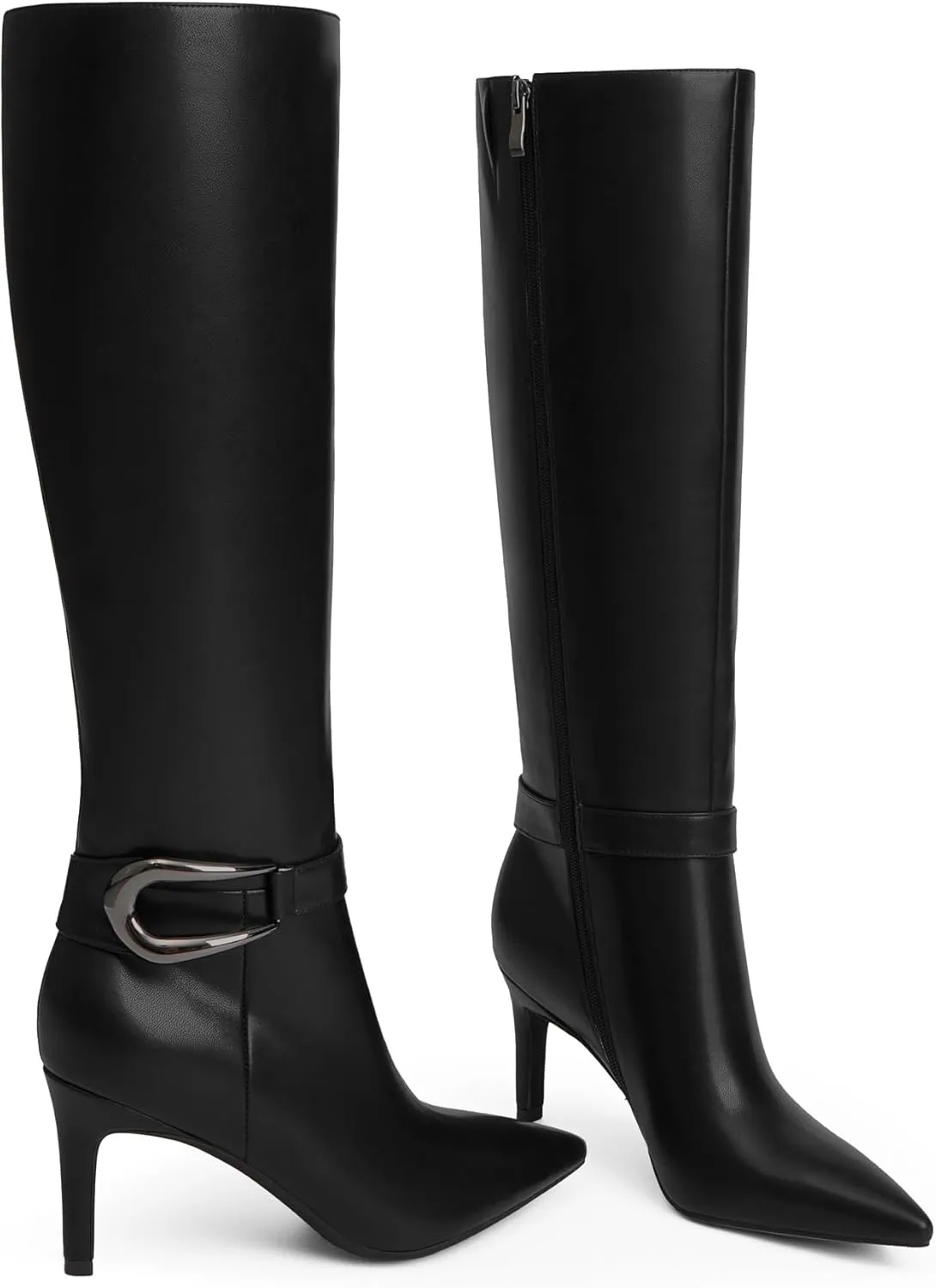 Knee High Boots Women Pointed Toe Tall Boots 3 In Stiletto High Heel Long Boots Side Zipper Dress Knee High Boots