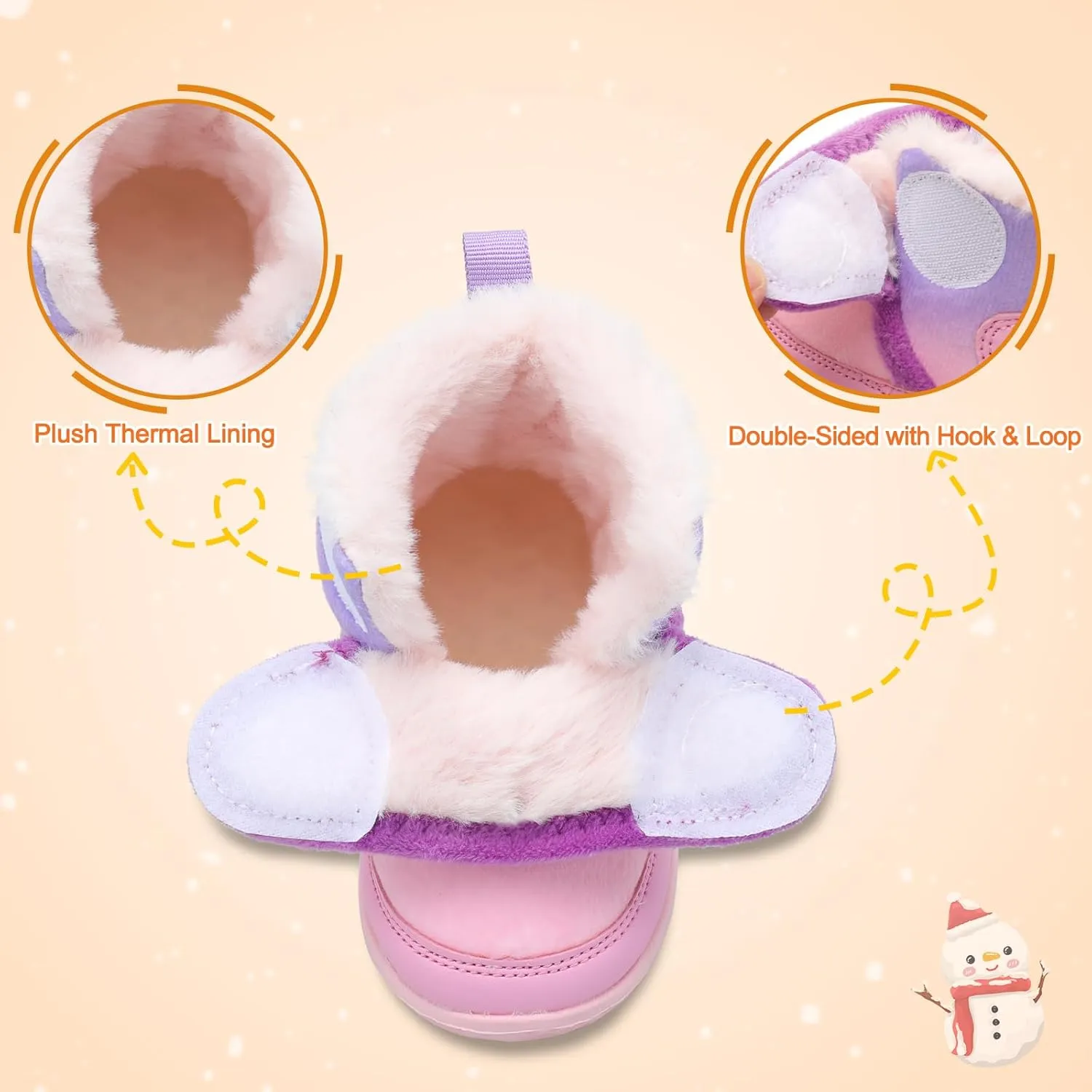 L-RUN Baby Boots for Infant Toddler Boys Girls Ankle Warm Suede Plush Lining House Slippers Little Kids Winter Shoes for Indoor Outdoor Walking
