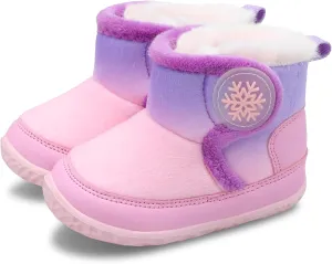 L-RUN Baby Boots for Infant Toddler Boys Girls Ankle Warm Suede Plush Lining House Slippers Little Kids Winter Shoes for Indoor Outdoor Walking