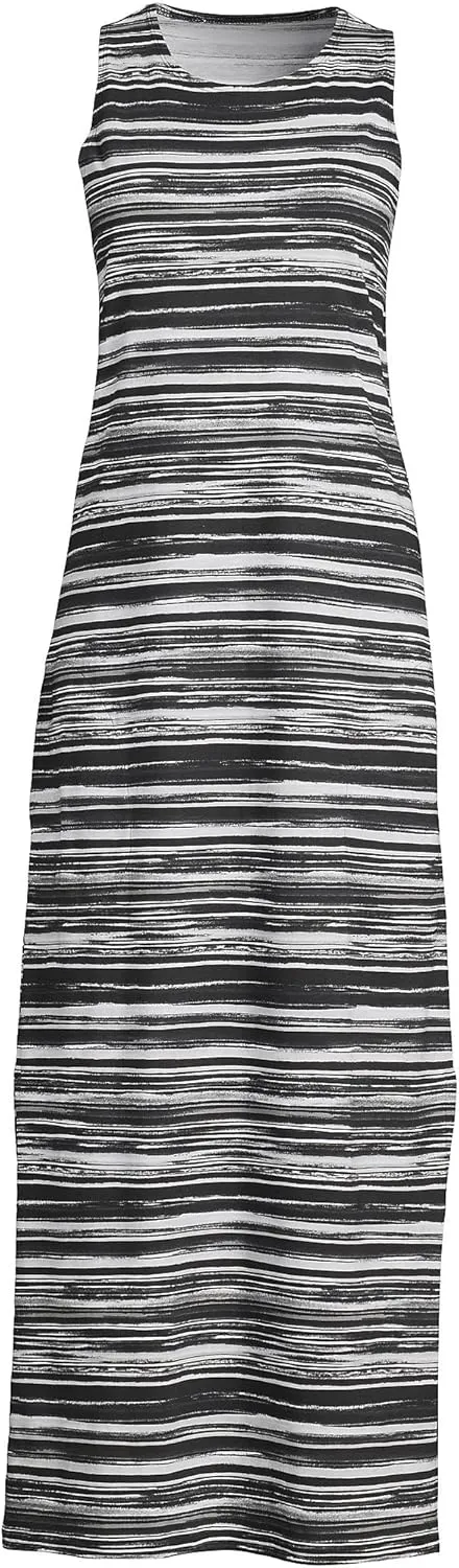 Lands' End Women's Cotton Jersey Sleeveless Swim Cover-up Maxi Dress