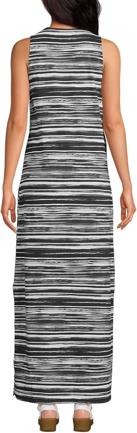 Lands' End Women's Cotton Jersey Sleeveless Swim Cover-up Maxi Dress