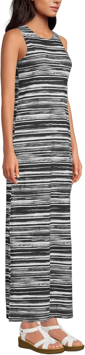 Lands' End Women's Cotton Jersey Sleeveless Swim Cover-up Maxi Dress
