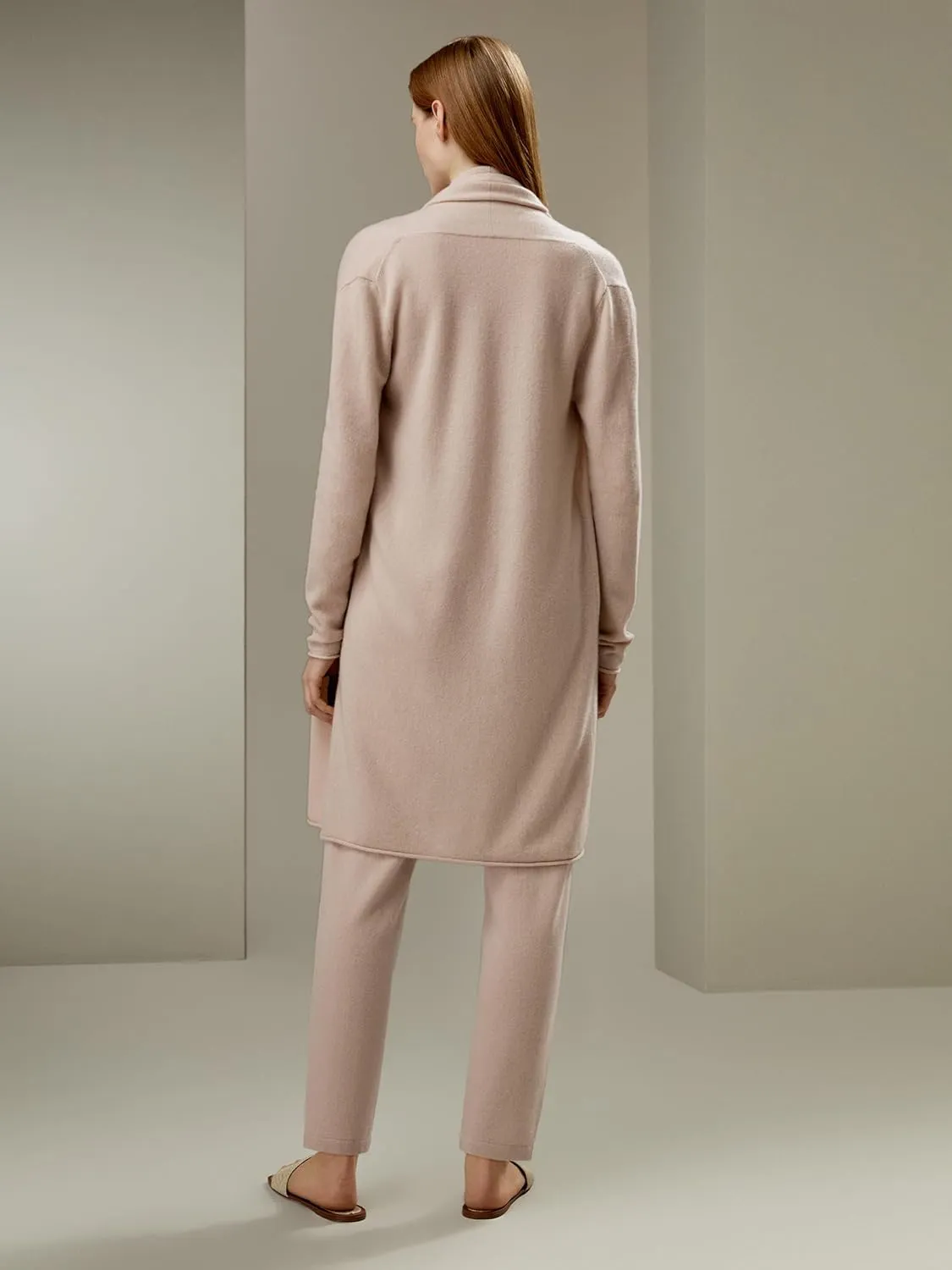 LilySilk 100% Cashmere Cardigan Elegant Pile Collar Open Front Knee Length Outwear for Autumn Women's Loose Fit Loungewear