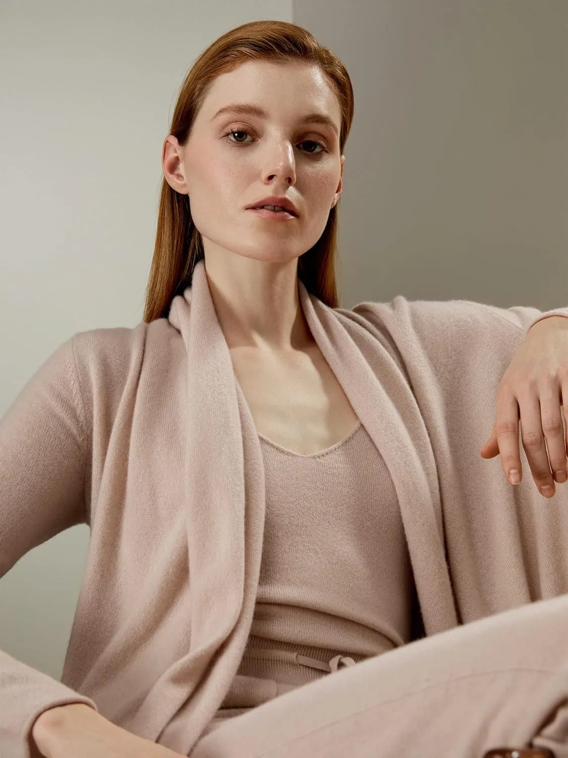 LilySilk 100% Cashmere Cardigan Elegant Pile Collar Open Front Knee Length Outwear for Autumn Women's Loose Fit Loungewear