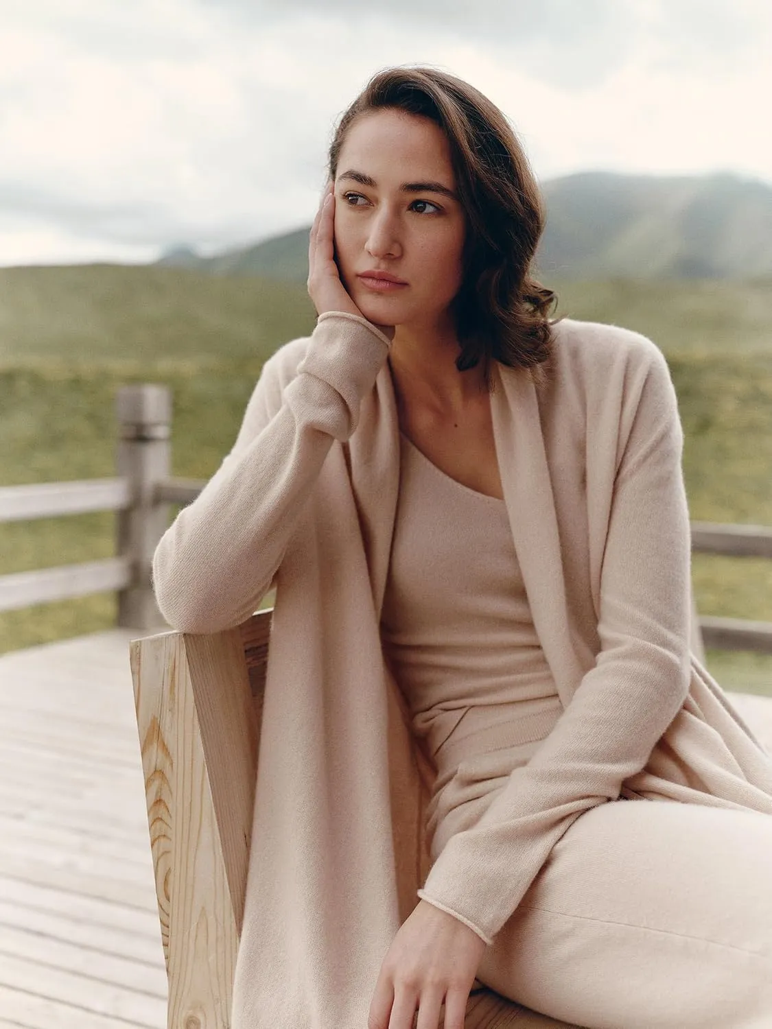 LilySilk 100% Cashmere Cardigan Elegant Pile Collar Open Front Knee Length Outwear for Autumn Women's Loose Fit Loungewear