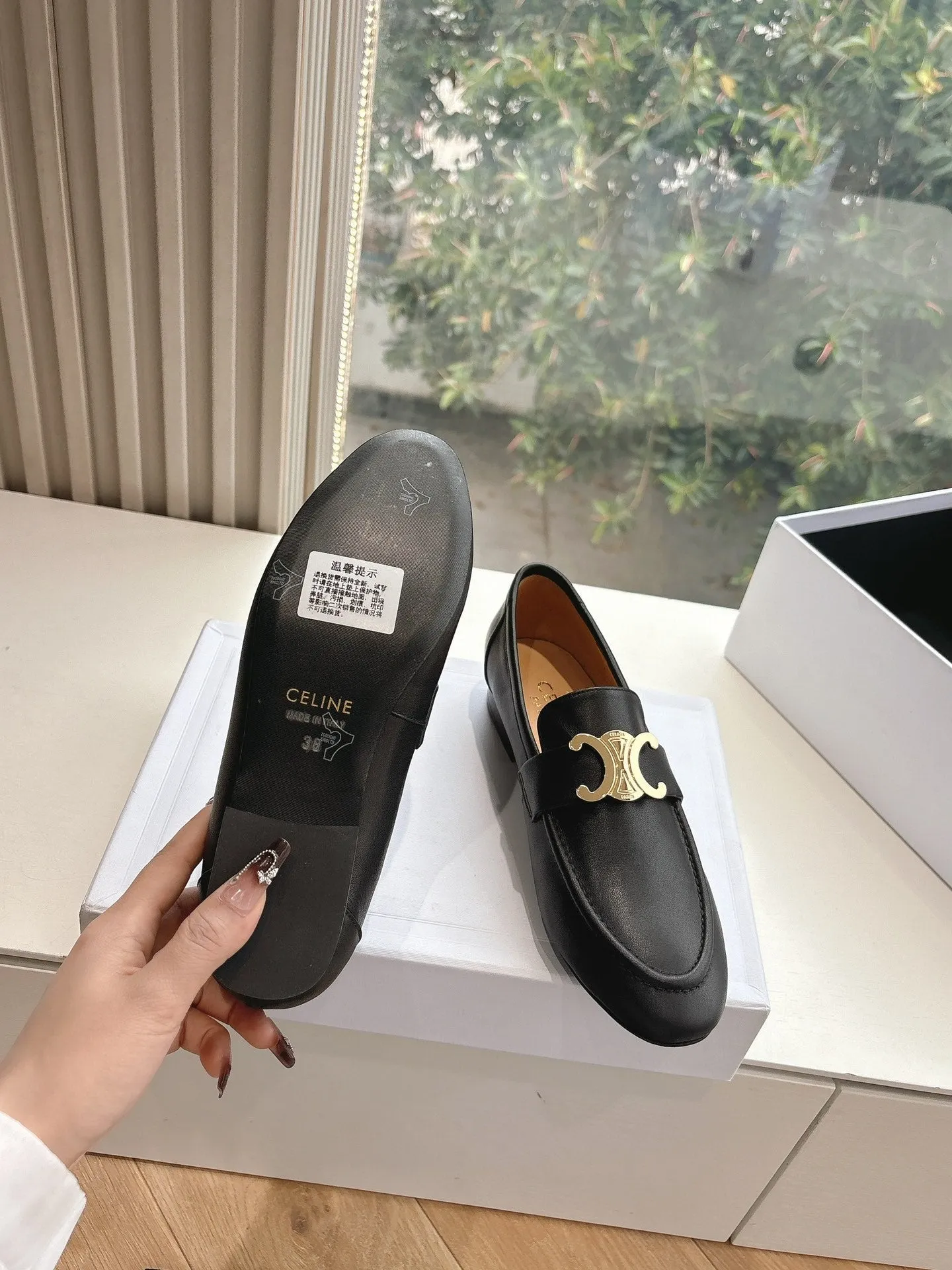 Loafers Advanced 285958 Leather CELINE Celine Loved by customers Black Buckle Triomphe