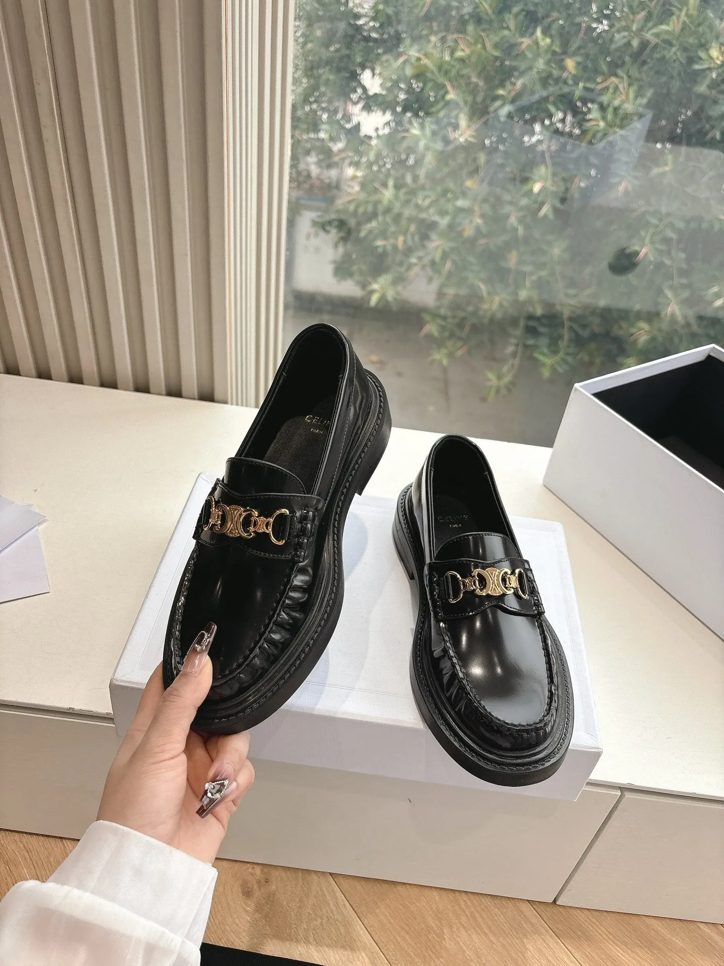 Loafers Advanced 285958 Leather CELINE Celine Loved by customers Black Buckle Triomphe