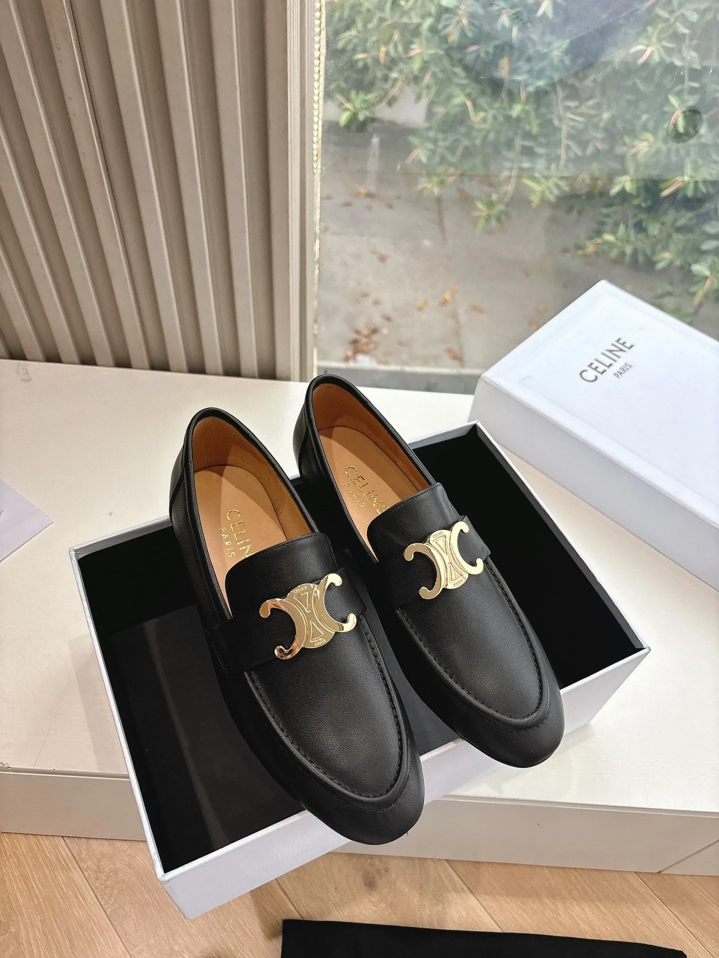 Loafers Advanced 285958 Leather CELINE Celine Loved by customers Black Buckle Triomphe