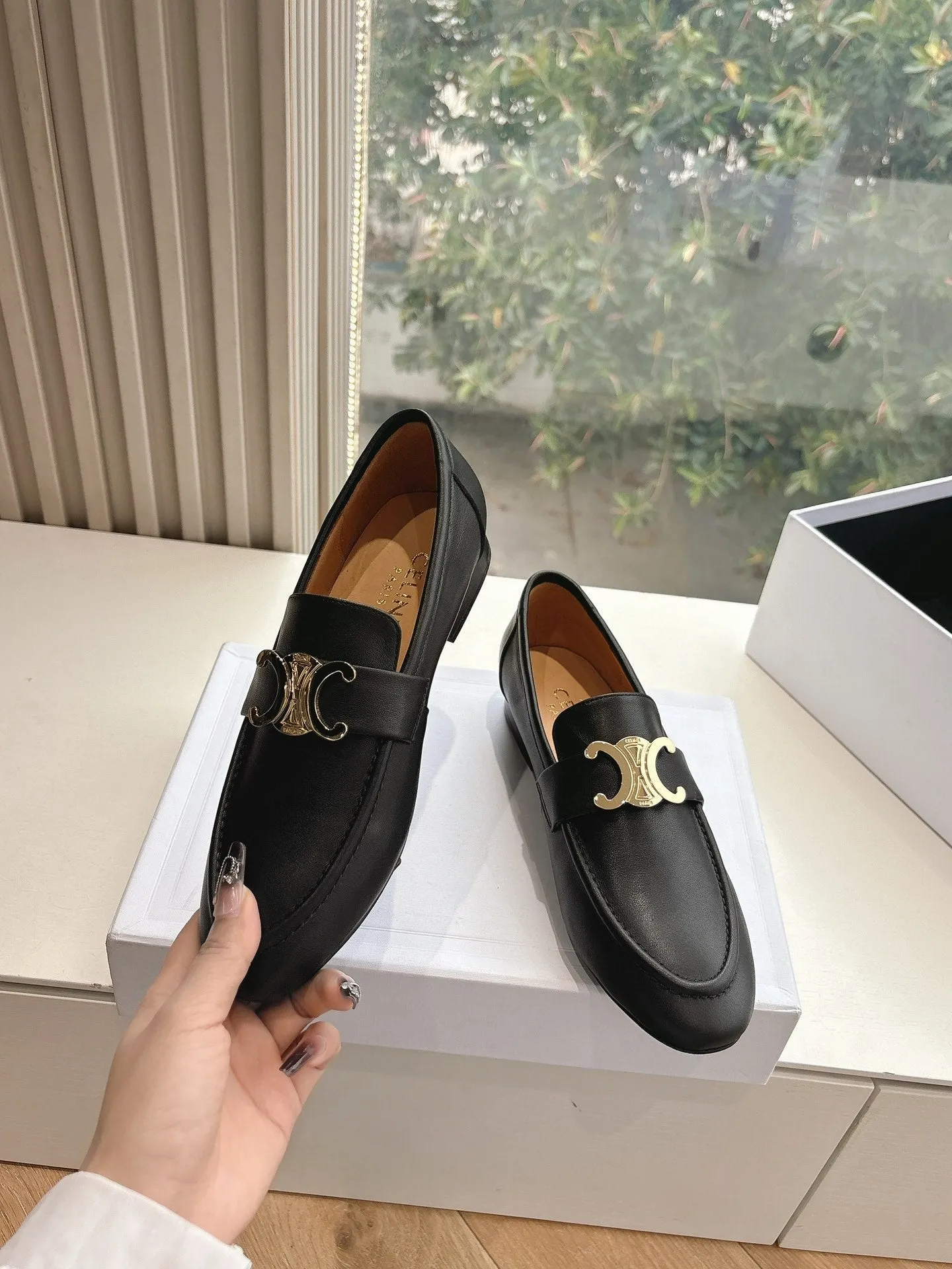 Loafers Advanced 285958 Leather CELINE Celine Loved by customers Black Buckle Triomphe