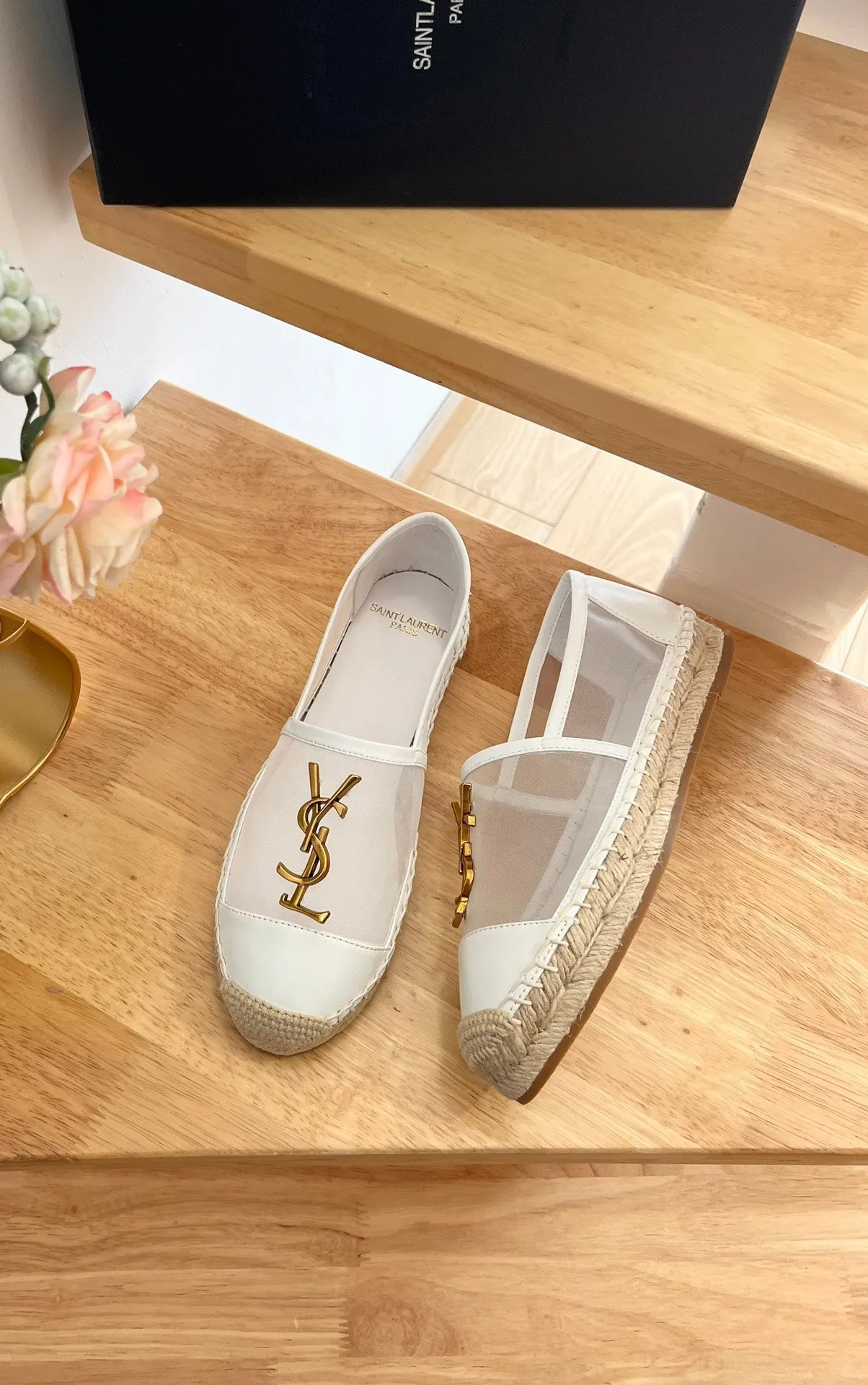 LOGO SLIP AND MESH Durable WHITE SL ON Laurent YVES Wide selection CALFSKIN Saint