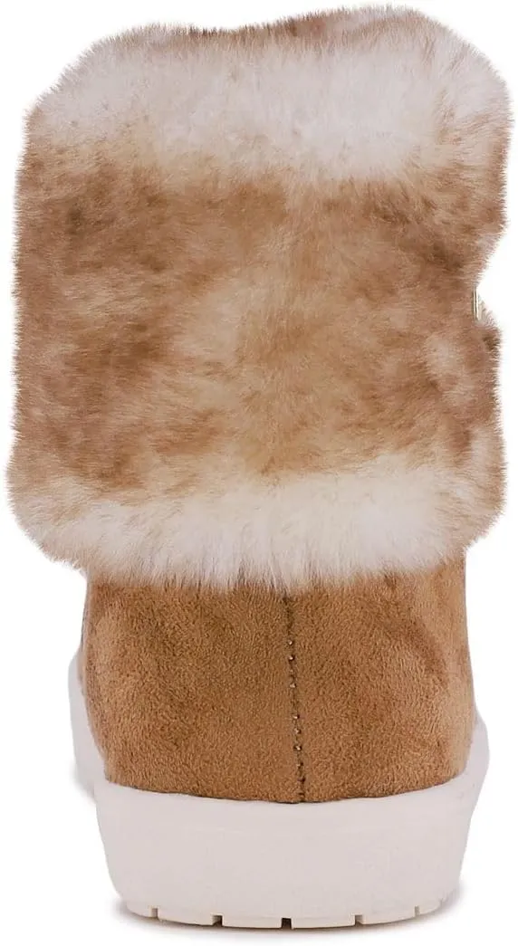 LONDON FOG Girls Elia Street Cold Weather Snow Boots Faux Fur Zip Up Warm Lined Snow Boots For Girls