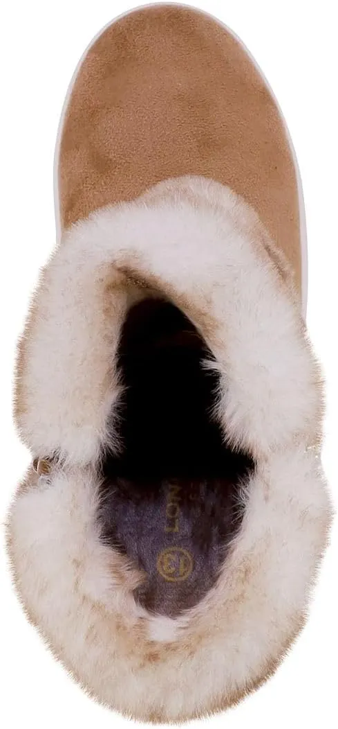 LONDON FOG Girls Elia Street Cold Weather Snow Boots Faux Fur Zip Up Warm Lined Snow Boots For Girls