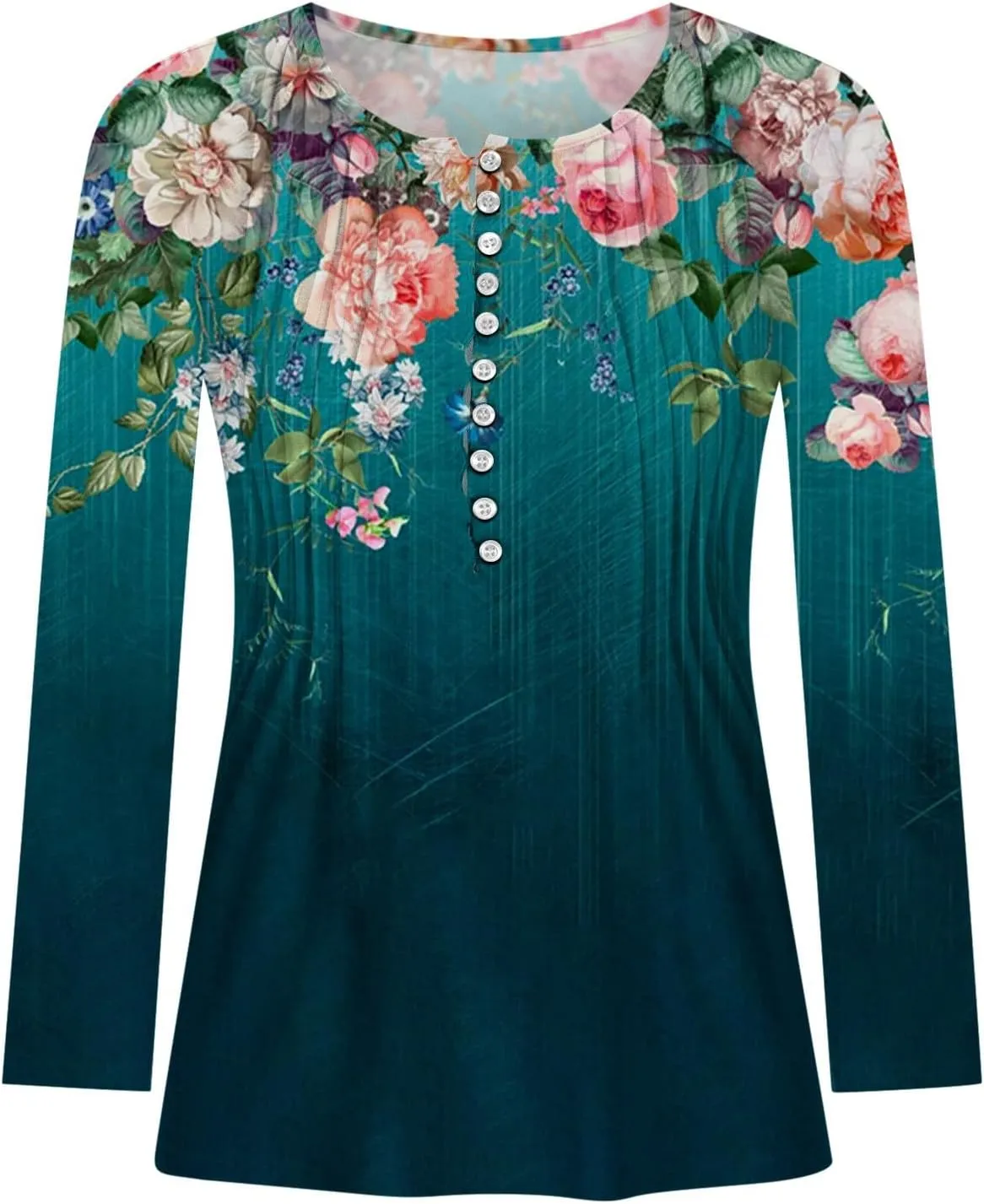 Long Sleeve Tunic Tops for Women Trendy 2023 Vintage Floral Print Button Down Shirts Casual Loose Comfy Fall Blouse