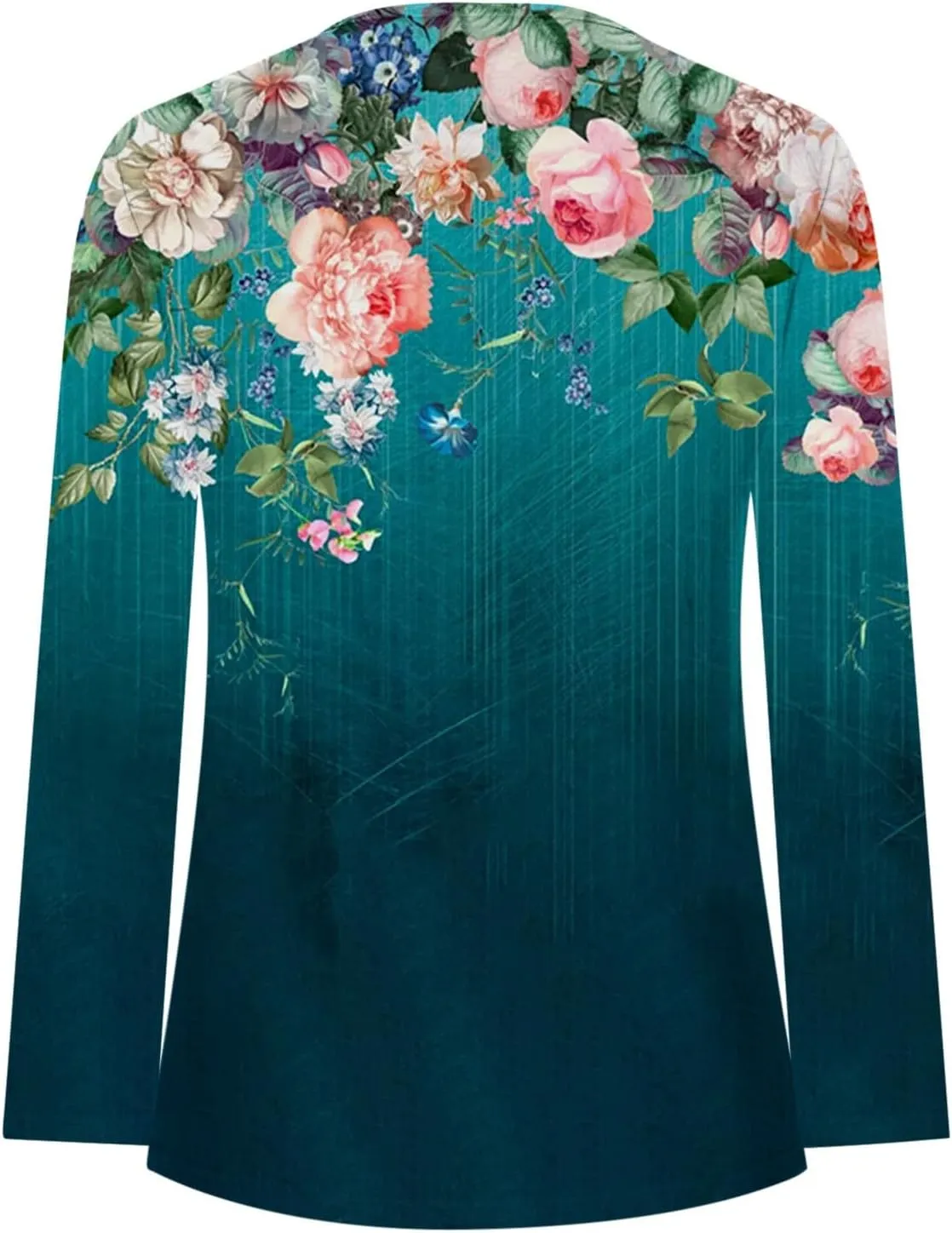 Long Sleeve Tunic Tops for Women Trendy 2023 Vintage Floral Print Button Down Shirts Casual Loose Comfy Fall Blouse