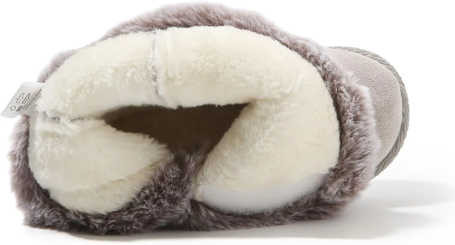 LONSOEN Kids Girls Boys Winter Warm Boots Suede Lightweight Faux Fur Lined Mid Calf Snow Boots for Toddler/Little Kid