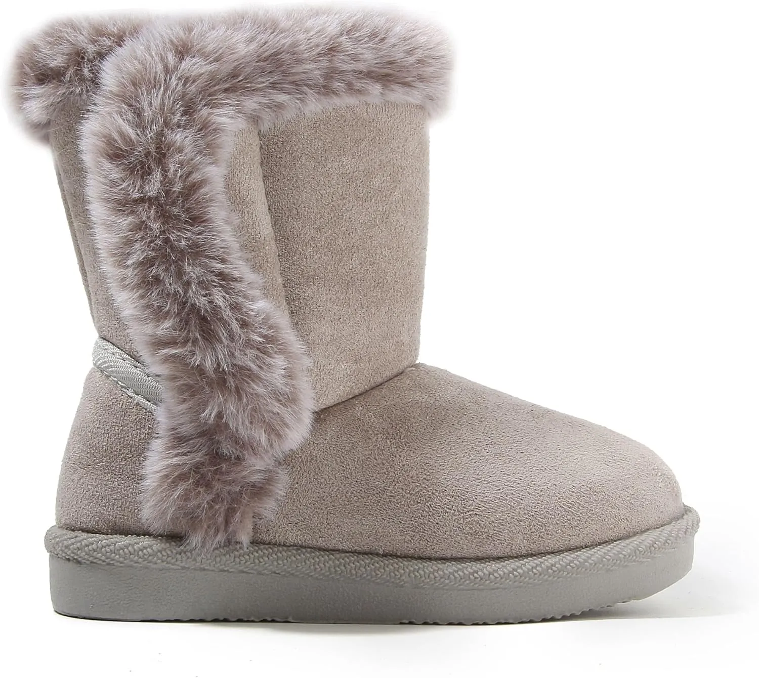 LONSOEN Kids Girls Boys Winter Warm Boots Suede Lightweight Faux Fur Lined Mid Calf Snow Boots for Toddler/Little Kid