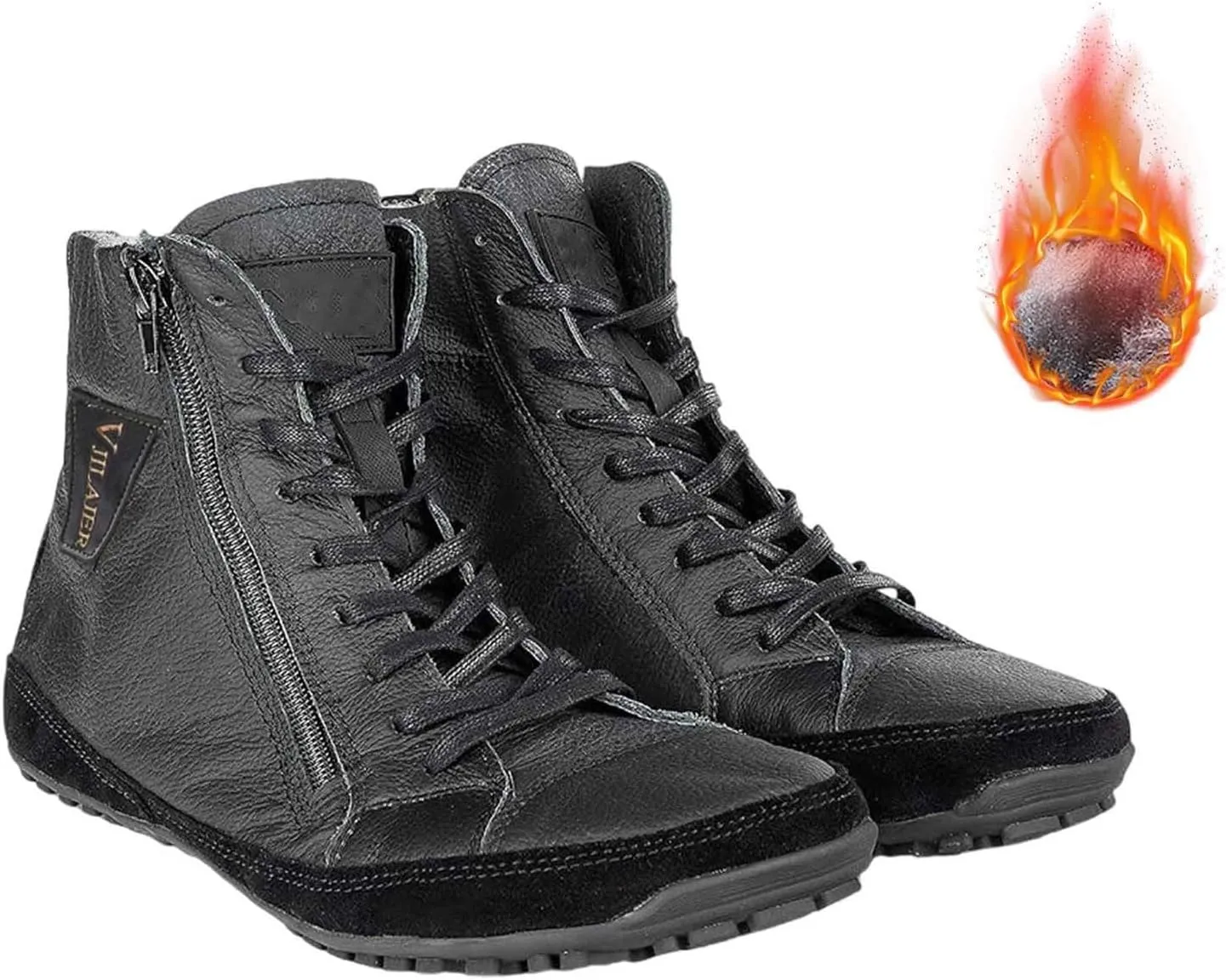 Magic Shoes Alaskan Mens Winter Boots with Fleece Lined Barefoot Shoes for Couples Non-Slip Hiking Footwear Comfort Warm Work Boots Grounded Shoes Zero Drop Booties Walking
