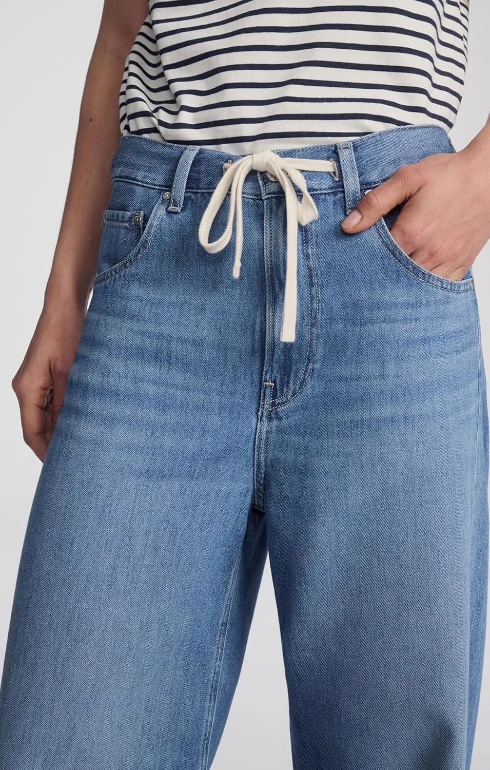 Mavi Women's Nella High Rise Wide Leg Jeans, Light Blue Well Blue