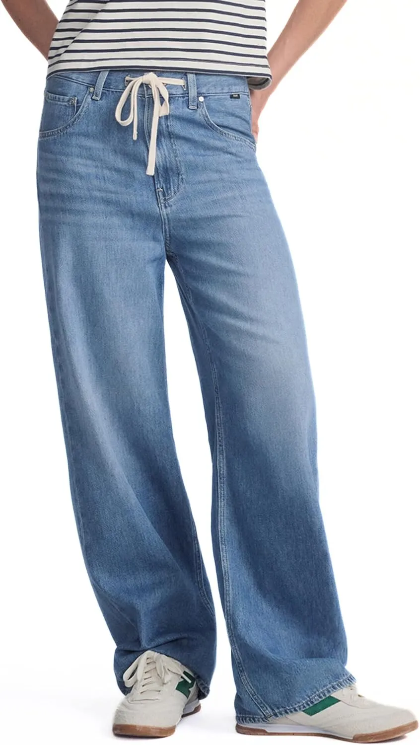 Mavi Women's Nella High Rise Wide Leg Jeans, Light Blue Well Blue