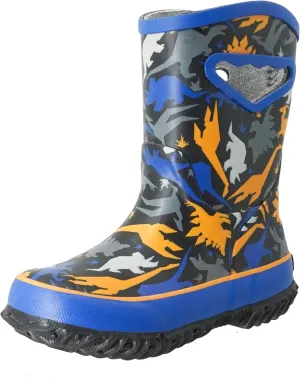 MCIKCC Toddler Boys Rain Boots - Cartoon Waterproof Rubber Boots with Non-Slip Soles | Easy Pull-On Design for Kids breathable toddler rain footwear