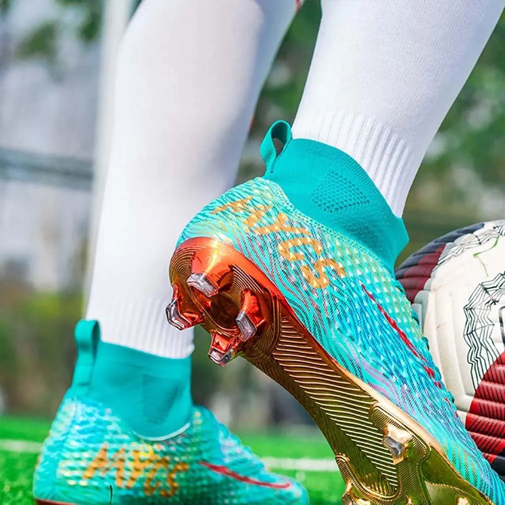 MEBAMY Men's Soccer Shoes Cleats Professional High Top Breathable Athletic Football Boots Outdoor Indoor Turf Field Professional Spikes Game Training Athletic for Boys Soccer Cleats