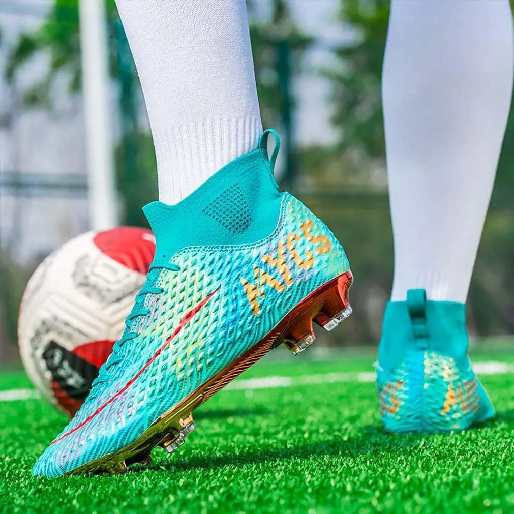 MEBAMY Men's Soccer Shoes Cleats Professional High Top Breathable Athletic Football Boots Outdoor Indoor Turf Field Professional Spikes Game Training Athletic for Boys Soccer Cleats