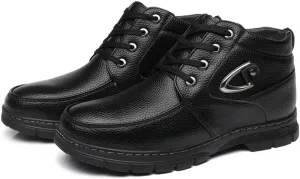Men's Casual Dress Boots, Warm Thick Sole Lace-up Snow Boots for Men, PU Lining & Sheepskin Suede, Winter Boots for Business & Daily Wear, Trendy Mid-calf Boots for Men