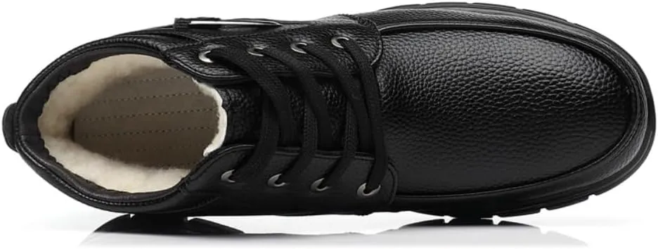 Men's Casual Dress Boots, Warm Thick Sole Lace-up Snow Boots for Men, PU Lining & Sheepskin Suede, Winter Boots for Business & Daily Wear, Trendy Mid-calf Boots for Men