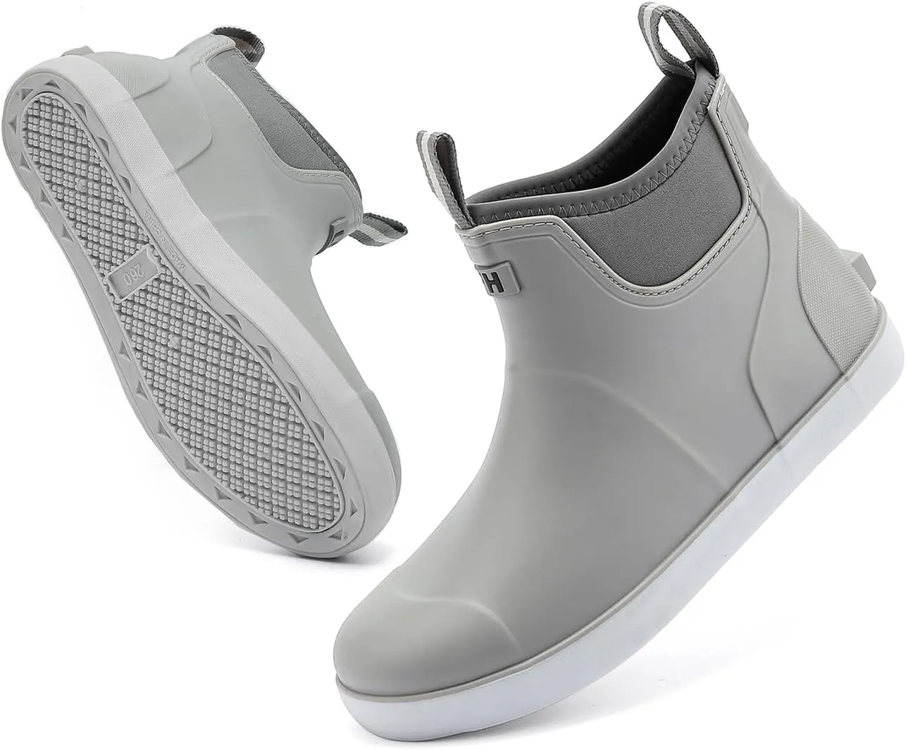 Men's Deck Boots Waterproof Fishing Rain Boots, Anti-Slip Rubber Boots Ankle Booties, High-Performance Footwear Chelsea Boots for Gardening Boating Camping Sailing