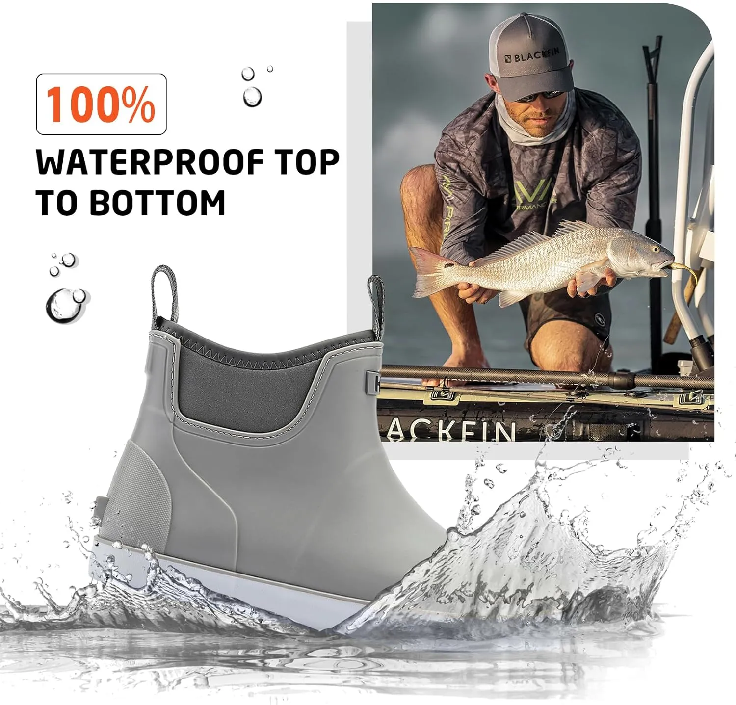 Men's Deck Boots Waterproof Fishing Rain Boots, Anti-Slip Rubber Boots Ankle Booties, High-Performance Footwear Chelsea Boots for Gardening Boating Camping Sailing