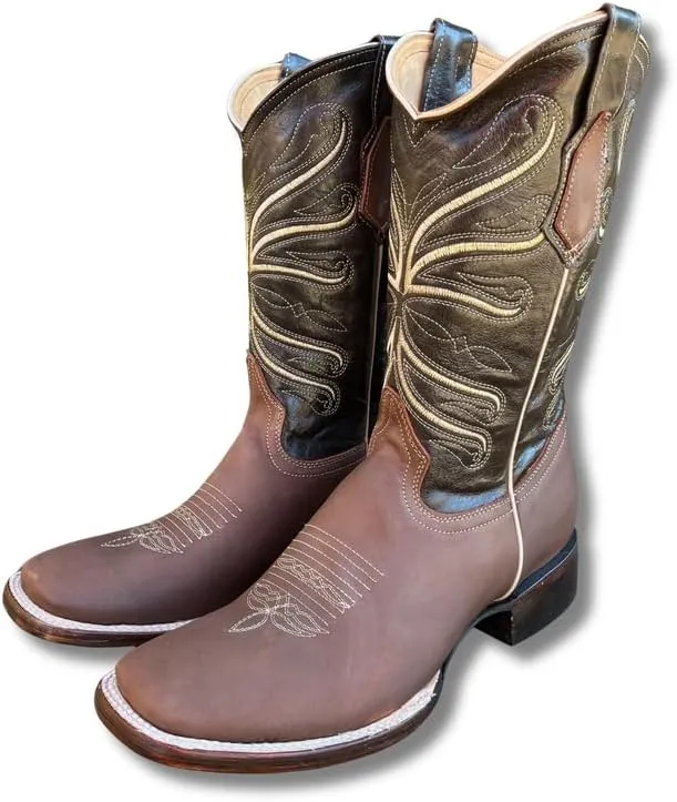 Men's Exotic Pattern Western Cowboy Slip-On Square Toe Boots in Leather-Alex Series Snake, Caiman & Ostrich Styling bota de vaquero para hombre