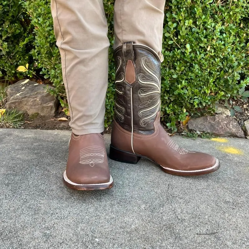 Men's Exotic Pattern Western Cowboy Slip-On Square Toe Boots in Leather-Alex Series Snake, Caiman & Ostrich Styling bota de vaquero para hombre