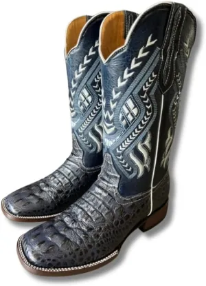 Men's Exotic Pattern Western Cowboy Slip-On Square Toe Boots in Leather-Alex Series Snake, Caiman & Ostrich Styling bota de vaquero para hombre