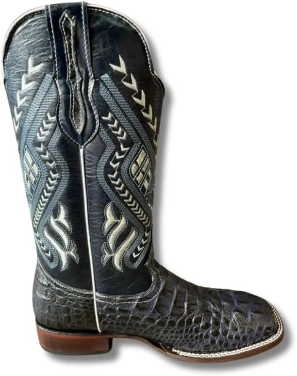 Men's Exotic Pattern Western Cowboy Slip-On Square Toe Boots in Leather-Alex Series Snake, Caiman & Ostrich Styling bota de vaquero para hombre
