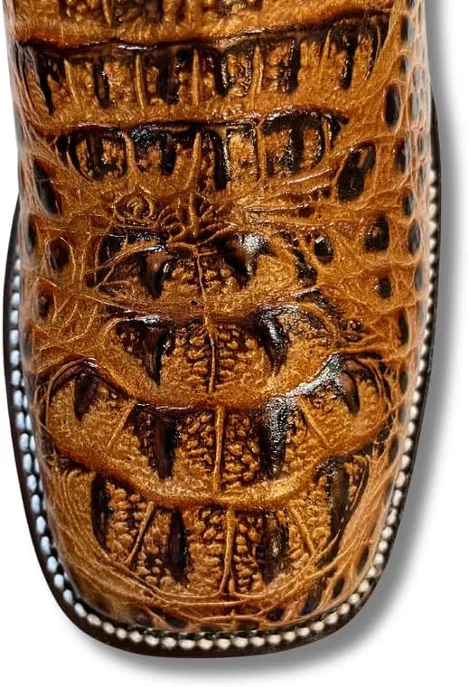 Men's Exotic Pattern Western Cowboy Slip-On Square Toe Boots in Leather-Alex Series Snake, Caiman & Ostrich Styling bota de vaquero para hombre