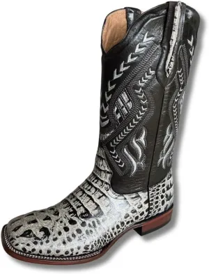 Men's Exotic Pattern Western Cowboy Slip-On Square Toe Boots in Leather-Alex Series Snake, Caiman & Ostrich Styling bota de vaquero para hombre
