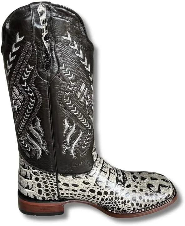 Men's Exotic Pattern Western Cowboy Slip-On Square Toe Boots in Leather-Alex Series Snake, Caiman & Ostrich Styling bota de vaquero para hombre