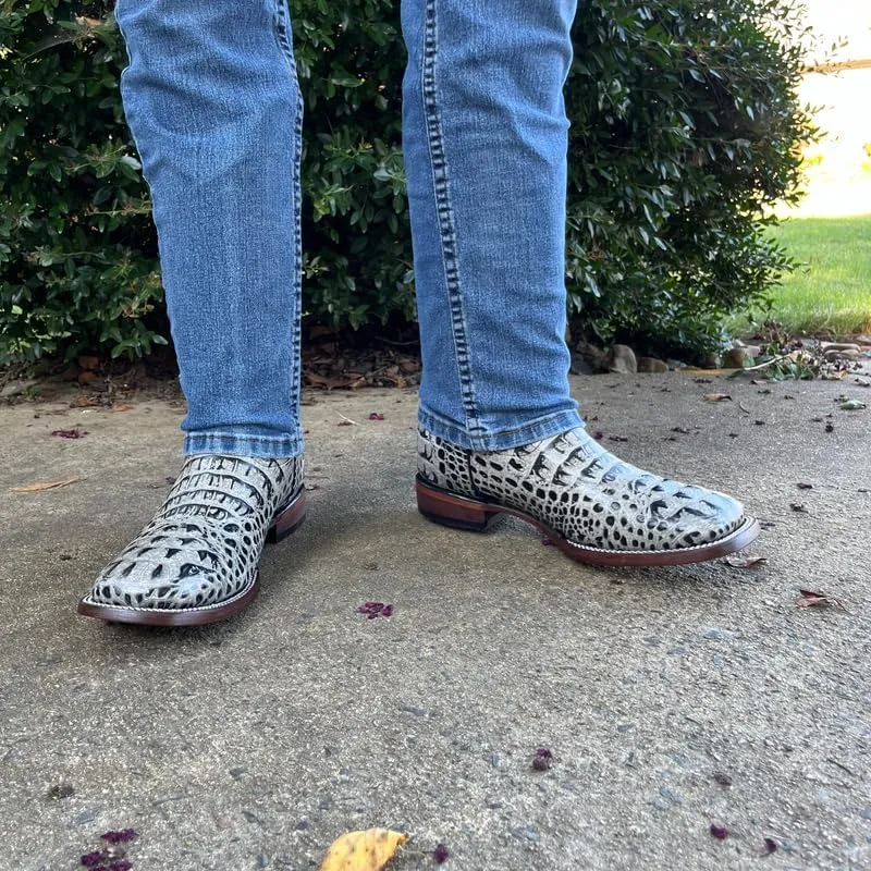 Men's Exotic Pattern Western Cowboy Slip-On Square Toe Boots in Leather-Alex Series Snake, Caiman & Ostrich Styling bota de vaquero para hombre