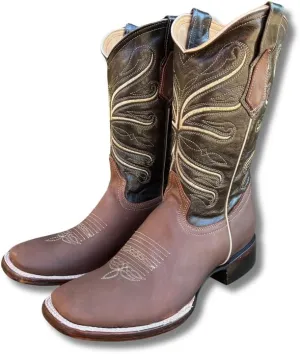 Men's Exotic Pattern Western Cowboy Slip-On Square Toe Boots in Leather-Alex Series Snake, Caiman & Ostrich Styling bota de vaquero para hombre