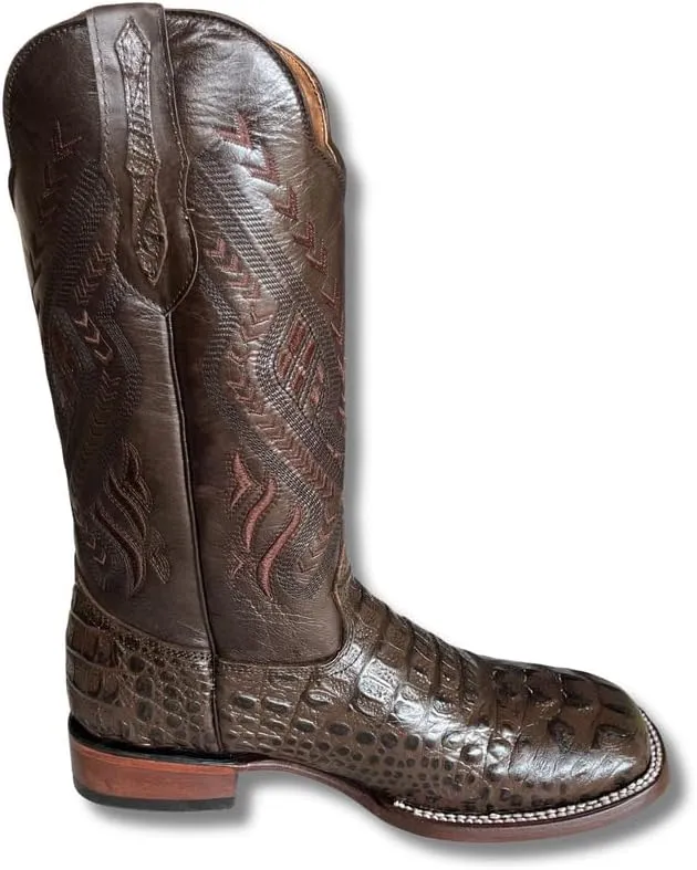 Men's Exotic Pattern Western Cowboy Slip-On Square Toe Boots in Leather-Alex Series Snake, Caiman & Ostrich Styling bota de vaquero para hombre
