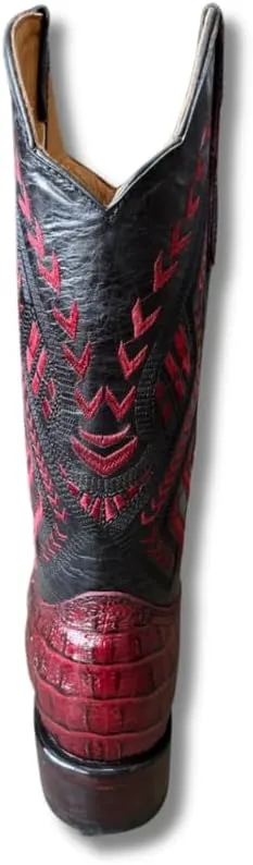 Men's Exotic Pattern Western Cowboy Slip-On Square Toe Boots in Leather-Alex Series Snake, Caiman & Ostrich Styling bota de vaquero para hombre