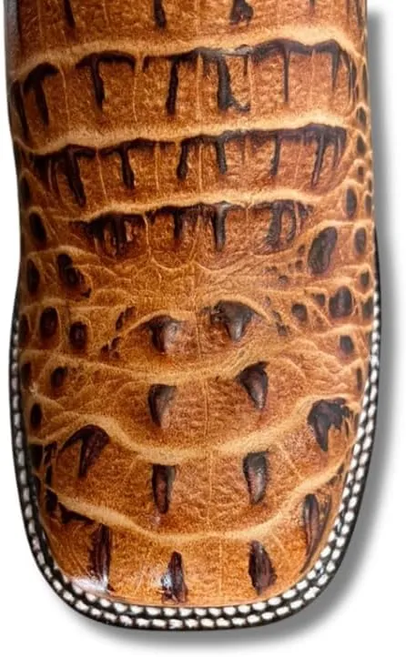 Men's Exotic Pattern Western Cowboy Slip-On Square Toe Boots in Leather-Alex Series Snake, Caiman & Ostrich Styling bota de vaquero para hombre