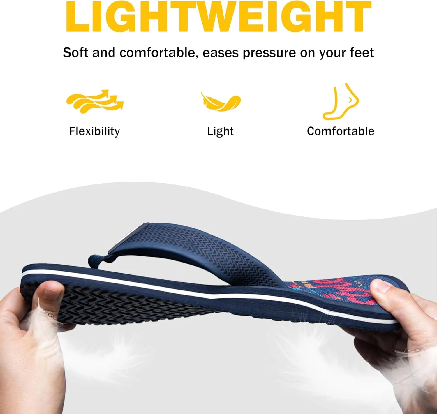 Men's Flip Flops & Sandals with Arch Support - Non-Slip Textured Sole,Waterproof for Beach