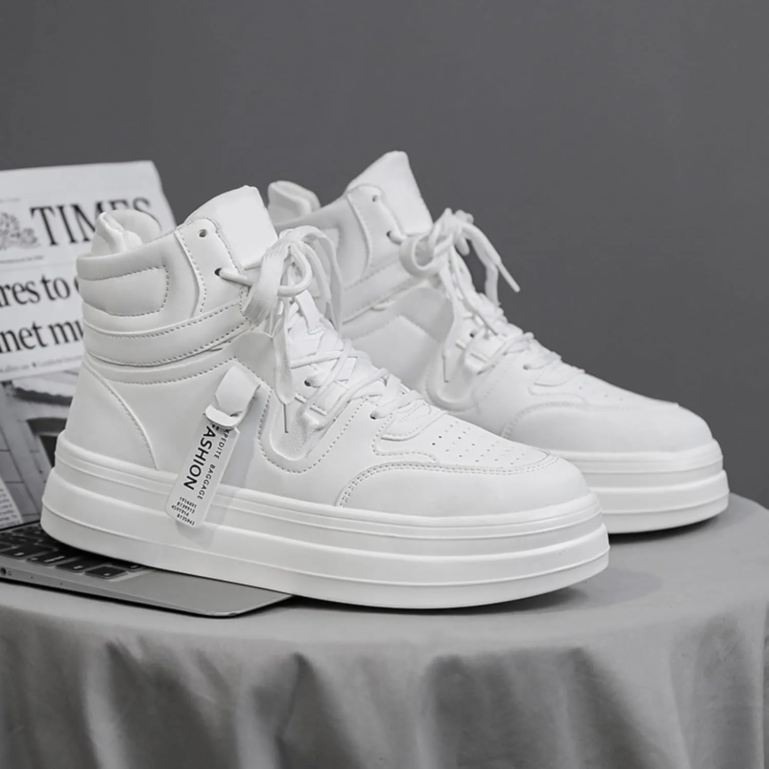 Men's High Top Boots Sneakers - Fashion Lace-Up Boots,Casual Skate Shoes, Lightweight Breathable Streetwear for Comfortable Non-Slip Walking